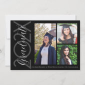 Faire-part de remise de diplôme avec trois photos (Devant)