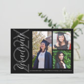 Faire-part de remise de diplôme avec trois photos (Debout devant)