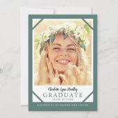 Faire-part de remise de diplôme bleu sarcelle phot (Devant)