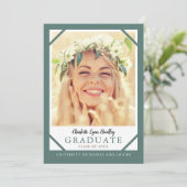 Faire-part de remise de diplôme bleu sarcelle phot (Debout devant)