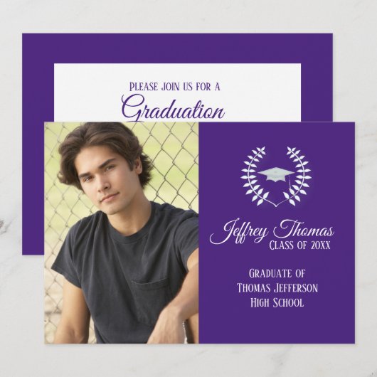 Faire-part de remise de diplôme Cap & Feuilles Vio (Devant / Derrière)