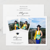 Faire-part de remise de diplôme chapeau multi 3 ph (Devant / Derrière)