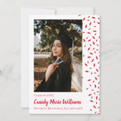 Faire-part de remise de diplôme Confetti Rouge Bla (Devant)