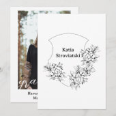 Faire-part de remise de diplôme Crête Noir & Blanc (Devant / Derrière)