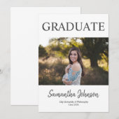 Faire-part de remise de diplôme de photo moderne (Devant / Derrière)