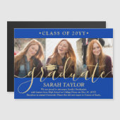 Faire-part de remise de diplôme dégradé or bleu ph (Devant / Derrière)