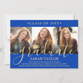 Faire-part de remise de diplôme dégradé or bleu ph (Recto)