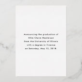 Faire-Part de Remise de Diplôme Doré avec Lettres  (Verso)