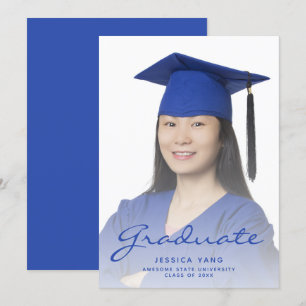 Faire-part de remise de diplôme écriture bleue Pho