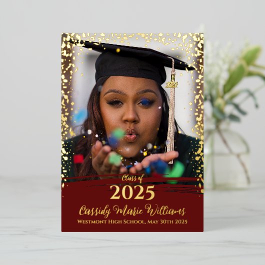 Faire-part de remise de diplôme en feuille de conf (Debout devant)