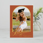 Faire-part de remise de diplôme en feuille de méta (Debout devant)