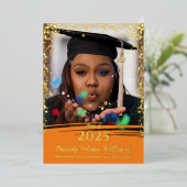 Faire-part de remise de diplôme en feuille métalli (Debout devant)