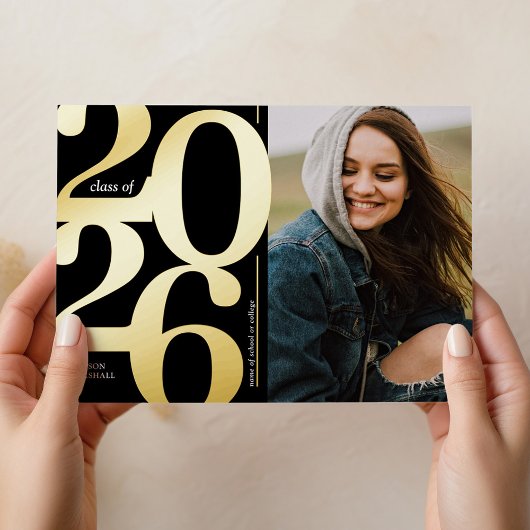 Faire-part de remise de diplôme en or noir 2023 av