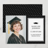 Faire-part de remise de diplôme en photo noir & bl (Devant / Derrière)