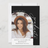 Faire-part de remise de diplôme en photo noir et b (Devant)