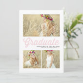 Faire-part de remise de diplôme en trois photos av (Debout devant)