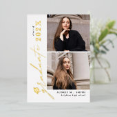 Faire-part de remise de diplôme Modern Script 6 Ph (Debout devant)