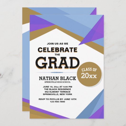 Faire-part de remise de diplôme moderne (Devant / Derrière)