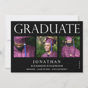 Faire-part de remise de diplôme moderne 4 photos -