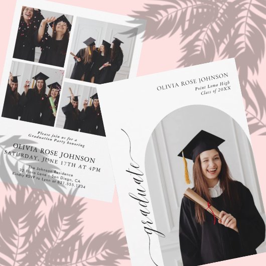 Faire-part de remise de diplôme moderne Blush | An