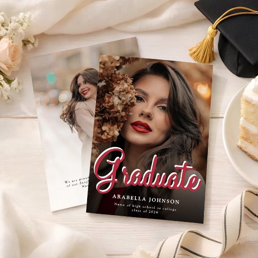 Faire-part de remise de diplôme moderne double fac