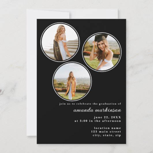 Faire-part de remise de diplôme moderne élégant no (Dos)