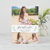 Faire-part de remise de diplôme multi-photo Leafy  (Debout devant)