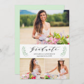 Faire-part de remise de diplôme multi-photo Leafy  (Devant / Derrière)