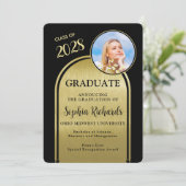 Faire-part de remise de diplôme Noir Or Photo (Debout devant)