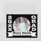 Faire-part de remise de diplôme officiel noir et b (Devant / Derrière)