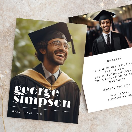 Faire-part de remise de diplôme photo deux avec no