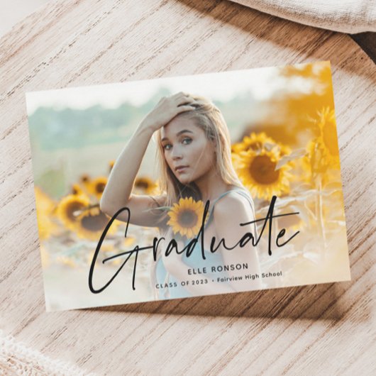 Faire-part de remise de diplôme photo écriture mod