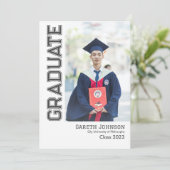 Faire-part de remise de diplôme photo moderne simp (Debout devant)