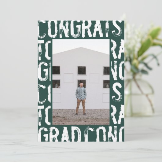 Faire-part de remise de diplôme photo moderne vert (Debout devant)