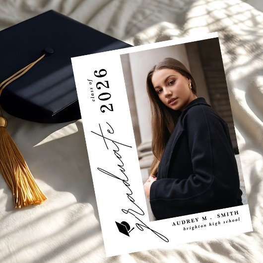 Faire-part de remise de diplôme photo Script Moder