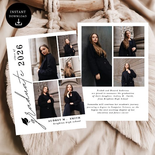 Faire-part de remise de diplôme photo Script Moder