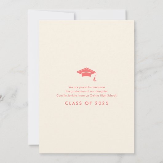 Faire-part de remise de diplôme photo simple moder (Dos)