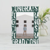 Faire-part de remise de diplôme photo vert grungy  (Debout devant)