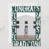 Faire-part de remise de diplôme photo vert moderne (Devant)