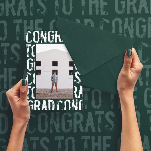 Faire-part de remise de diplôme photo vert moderne