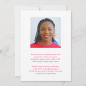 Faire-part de remise de diplôme rose avec écriture (Dos)