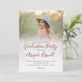 Faire-part de remise de diplôme rose géométrique m (Debout devant)