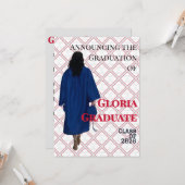 Faire-part de remise de diplôme Rouge et Blanc (Devant/Arrière en situation)