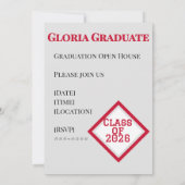 Faire-part de remise de diplôme Rouge et Blanc (Dos)
