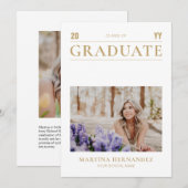 Faire-part de remise de diplôme simple or (Devant / Derrière)