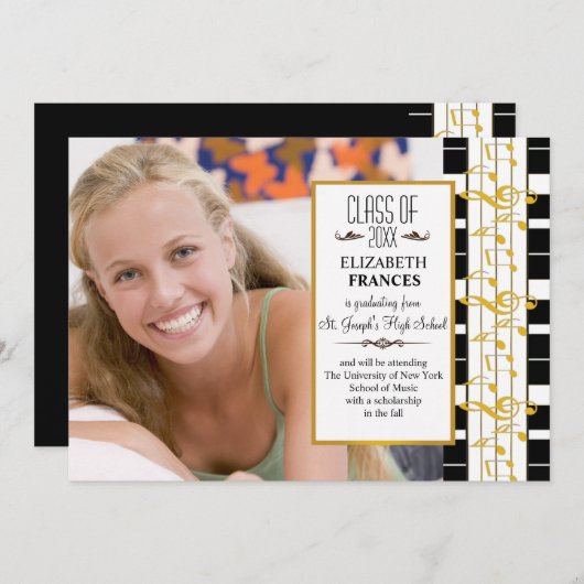 Faire-part de remise de diplôme sur une note joyeu (Devant / Derrière)