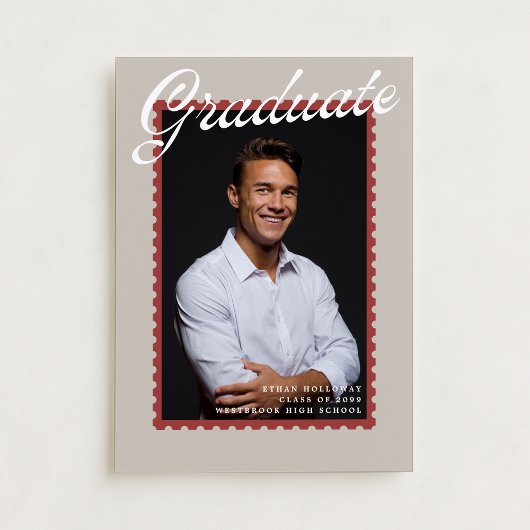 Faire-part de remise de diplôme timbre-poste neutr