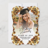 Faire-part de remise de diplôme Tournesol Vintage  (Devant)