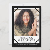 Faire-part de remise de diplôme unique noir et bla (Devant)