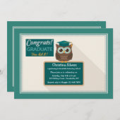 Faire-part de remise de diplômes au hibou sur tabl (Devant / Derrière)